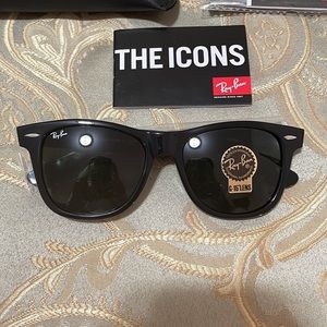 Mens rayban icon wayfarers all black polarized brand new